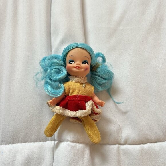 Vintage 1969 Sally Skater Finger Ding Puppet Doll Remco Hong Kong Blue - Picture 1 of 6
